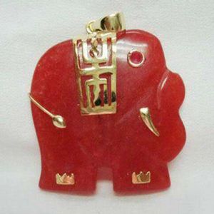 Charmig Red Jade Elephant Pendant Halsband 18 '' AAA -klass