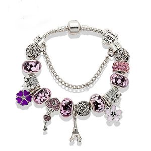 925 Silver Plated Charms Key Pendant Bracelet for Pandora Charm Bracelets Jewelry