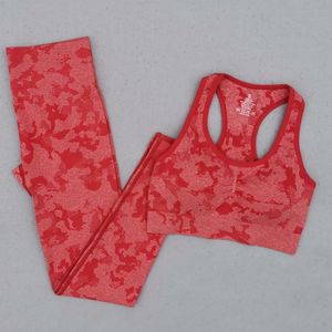 Yoga outfit bit set sömlös kvinnor gymkläder sportbh hög midja leggings träning fitness camo suityoga