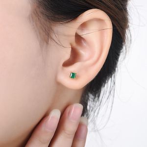 Stud Earrings For Women Classic Princess Square Green Stone Crystal Light Gold Color Gift Fashion Jewelry KBE273Stud Kirs22