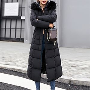 Stile Trendy Cappotto Donna Giacca invernale Cotone imbottito caldo Maxi Puffer Coat Ladies Cappotti lunghi Parka Giacca Femme LJ201127