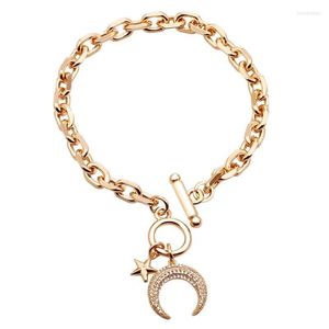 Bracelets de charme Shine Crystal Moon Star à mão para mulher Rose Golden Chain Bangles Gifts 2022 Trend Jewelry AccessoriesCharm Inte22