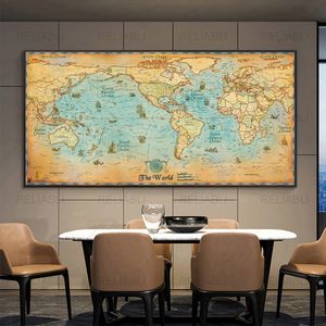 Map Of The World Canvas Painting Vintage World Map Wall Art Nordic Posters And Prints Wall Pictures For Living Room Home Decor