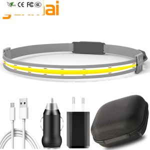 Novo farol de LED Bateria embutida V91 Sensor Cob recarregável Farol iluminação do luminador da cabeça para acampar trabalhando