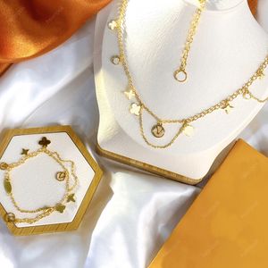 نساء المصممين سوار الذهب قلادة الفاخرة مجوهرات زهرة رسائل قلادة أزياء الحب الأساور العلامة