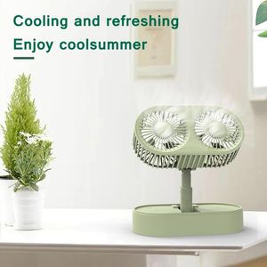 Electric Fans Office Desktop Foldable Mini Air Cooling Fan Free Rotation Gear Adjustable Double Headed USB Silent Cooler For HomeElectric
