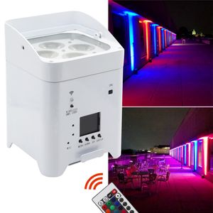 무대 LED 파 4pcs 18W RGBWA UV 6-IN1 LEDN 라이트 배터리 무선 WiFi 및 IR 원격 제어 DMX Uplighting DJ Wash 결혼 무대 디스코