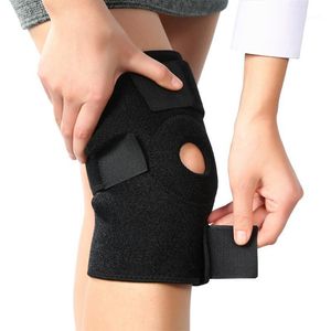 Черный Открытый Дышащий нейлоновый неопреновый колен в рукавах на коленях Активный износ Регулируемый 3 Закрытие ремня Окончательная защита