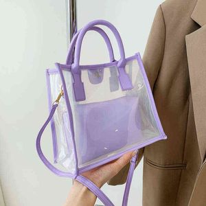 Летняя новая женская сумка пляжная сумка одно плечо портативное мессенджер корейская сумочка прозрачная желе мода женская сумка 220514