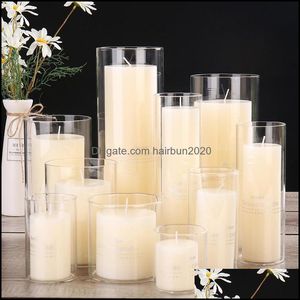 Lampe Vase En Verre achat en gros de Candlers Home Decor Garden cm Solder en verre Vases Vases Transparent Clear Shade Straight Cylinder Drop Livraison GDQWK