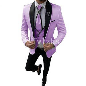 Bello One Button Abiti da uomo Scialle Risvolto Smoking dello sposo Groomsmen Matrimonio / Ballo / Cena Uomo Blazer Giacca Pantaloni Gilet Cravatta N046