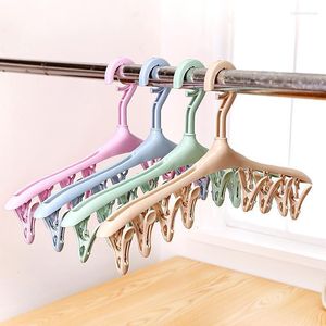 Cabides racks roupas rack de secagem de plástico 8 clipes clipe de vento fivela multicolor