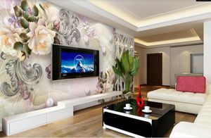 Estilo Europeu Estereoscópico 3D Wallpapers Sala de estar Quarto Murais Adesivos Flores Para Paredes Home Decor Papel na parede Papel de Parede
