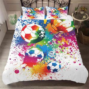 Podwójna kołdrę piłkarska Zestawy pościeli Edredon Futbol Single Printed Luksus Child Child Kids No Sheets Co obejmuje pościel