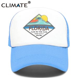 İklim Florida Trucker Cap Hat Miami sahil plajı örgü tatil sandbeach deniz dalgası Sörfü Erkekler için Sörf