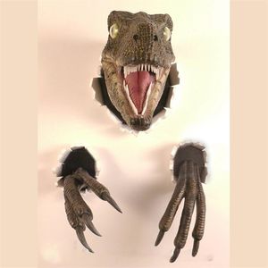 3D dinossauro simulação ornamentos velociraptor conjunto de resina adesivos de parede atmosfera adereços adequados para festa móveis 220329