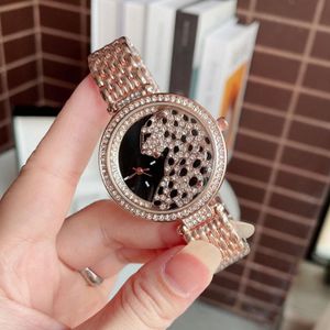 Luxury Brand Woman Watch Women Lady Girl Färgglada Crystal Leopard Style Steel Metal Band Vacker armbandsur Mode Märke Klockor