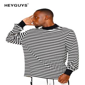 HEYGUYS original mens striped foundation Europe street style Tshirt long sleeve tshirt men bottom loose head 201116