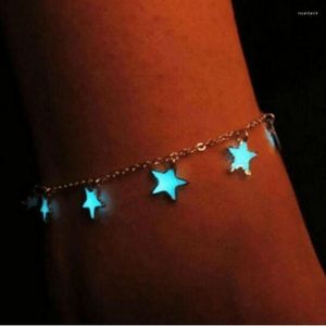 Cavigliere Bracciale con stelle luminose stile spiaggia vintage per donna Boho Ciondolo cavigliera Gioielli piede boemo Regalo Collegamento cubano Roya22