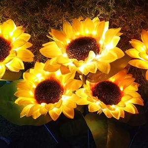 Parlak Yapay Çiçek Ayçiçeği Bitki Güneş Lambası Açık Dekoratif LED LED Işıklar Avlu Yürüyüş Yolu Bahçe Dekorasyonu 10 PCS