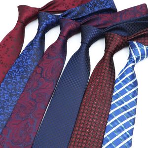 Bow Ties Men's Fashion Slyckor Klassiska rand Paisley Red Navy Blue Wedding Party Jacquard Woven Suit Shirt Neck Gifts Cravatbow