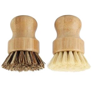 Bamboo Dish Scrub Brushes Kitchen Wooden Cleaning Scrubbers for Washing Cast Iron PanPot Natural Sisal Bristles DHL Inventory Wholesale