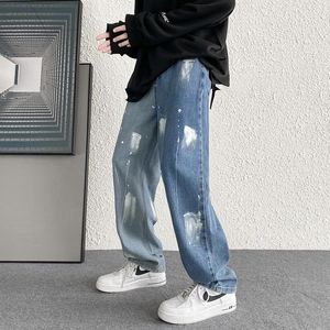 Kot pantolon harajuku tasarımcısı baggy pantolon 2022 erkek Japon sokak kıyafeti nedensel denim pantolonlar erkek vintage kpop y2k2024