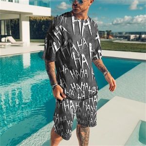 Mens Tracksuit Suit 3D Printing Tshirt Sportswear Fitness Sports 2 Set kläder HAHA Sweatpants Man 220602