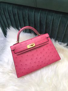 19cm ostrich mini bag brand handbag fully handmade stitching women luxury purse pink yellow green etc many colors to choose fast delivery