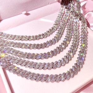 Дизайнерский дизайн хип -хоп модный бриллиантовый ожерелье 14 мм кубинское цепное ожерелье мода All Ice Athestone Мужские и женские ювелирные изделия.