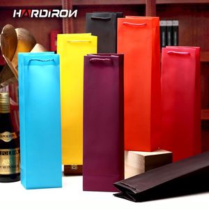 Gift Wrap Color Single Plastic PP Red Wine Bottle Bag With Rope Handle Champagne Double Tote Packaging Box Beer Package Gifter