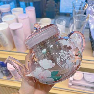 Coréia do Sul Starbucks Copa Flor de cereja Bule de vidro Bule de vidro Breaking Copo de chá Pot ml