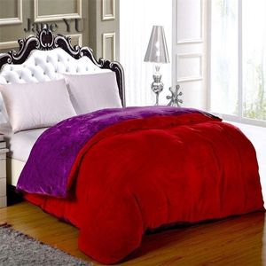 JaneYU 1 Pieces Winter Double sided Fluffy Flannel Velvet Cover Single And Students Duvet LJ201015