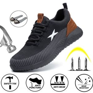 Yağılmaz ayakkabılar ile çelik ayak kapağı erkek iş güvenliği ayakkabı nefes ışık anti-delinme bayanlar güvenlik iş botları Y200915