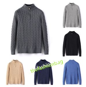 Hög QualityAmerican Knit Sweater Brand Men's Twist Half Zip Sweater Cotton Pullover Pony Game Asian Size M-2XL