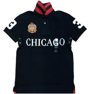 Polos masculinas Trendy City com crachá Chicago Camisa de manga curta Camiseta masculina