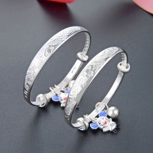 Wholesale Creative Childrens Bracelet S999 Fine Silver Zodiac Rat Mens And Womens Full Moon Gift Jewelry W220423