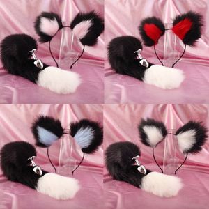 Niedliche Ohren -Stirnbänder mit Füchsen/Kaninchenschwanz Metall Butt Anal Plug Erotische Cosplay -Zubehör Erwachsene sexy Spielzeug für Paare 2021