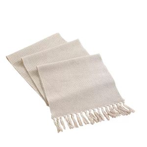 Farmhouse Style Cotton Linen Table Runner with Handmade Fringed 72 Inches Long for Dining Room Dresser Decor