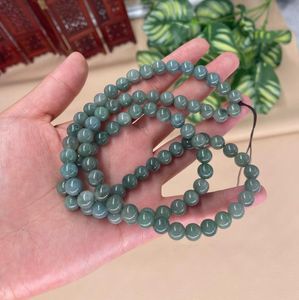 Chains Natural Emerald 6-8mm Beads Necklace Jade Pendant Sweater Chain Charm Jewellery Fashion Hand-Carved Man Woman Luck AmuletChains