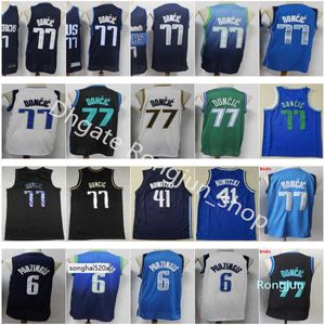 Men Basketball Luka Doncic Jersey 77 Kristaps Porzingis 6 Dirk Nowitzki 41 Edition Earned City Stitched Navy Blue Black White Fast de jerseys