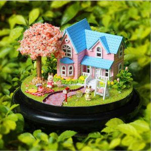 Casa de bonecas em miniatura diy, caixa de música giratória, kits de montagem em miniatura, casa de bonecas diy, brinquedos com móveis, casas de boneca