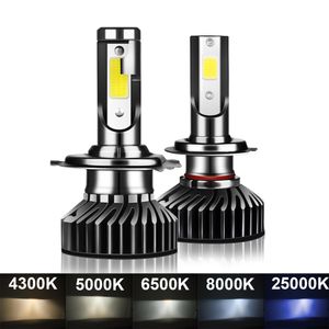 1 par 80W 14000LM Car Haedlight H4 H7 H1 LED H8 H9 H11 4300K 5000K 6500K 8000K 25000K Luz de neblina automática 16000LM 12V Lâmpada LED