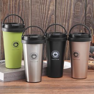 500ml Double Stainless Steel 304 Coffee Mug Leak-Proof Thermos Travel Thermal Cup Thermos Water Bottle For Gifts DHL FREE Y03