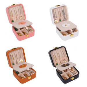 Travel Jewelry Boxes PU Leather Organizer with Mirror Small Portable Jewelry Box for Rings Earrings Necklaces Bracelet Storage Holder Cases