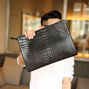 نمط التمساح الفاخر الرجال القابض مصمم العلامة التجارية Business iPad Handbags Fashion Loft Leather Gearn Bag Wallet Sale