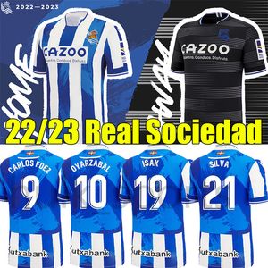 Real Sociedad 2022 2023 Soccer jerseys Oyarzabal X Prieto Portu David Silva Voetbalshirt Juanmi 22 23 Carlos Fernandez Camiseta de Futbol Men Kids Kit Equipment