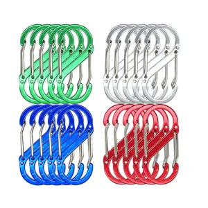8 PCS Outdoor Gadgets Ornament Suspended Aluminum Alloy Buckles For Water Sports Bottle Locking Ring Keychain Luggage Hook S-shaped Carabiner