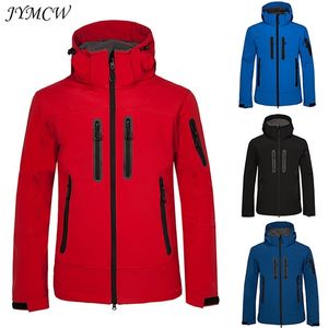 Benutzerdefinierte Druck Softshell Jacke Männer Wasserdichte Fleece Thermal Outdoor Mit Kapuze Wandermantel Ski Trekking Camping Hoodie Kleidung 201128