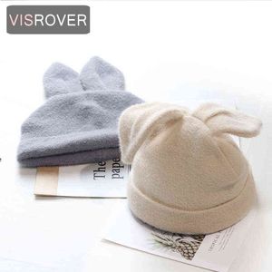 Fish Rover 5 färger Solid Color Cute Rabbit Hatts Winter Hat For Woman Best Match Acrylic Woman Autumn Warm Skullies Gift J220722